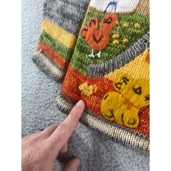 Native Creation Peruvian Hoodie Boys XS Sweater Knit Full Zip Animals Weather - Picture 6 of 12